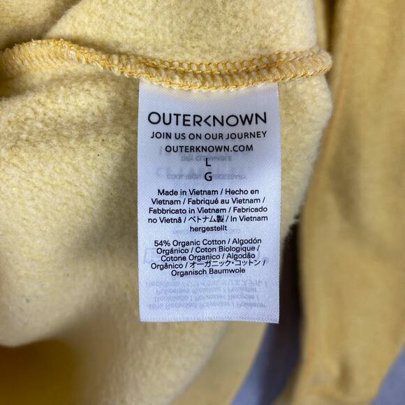 Outerknown Mens L Hightide Crew Neck Sweatshirt Yellow Terry Cloth - Picture 6 of 6